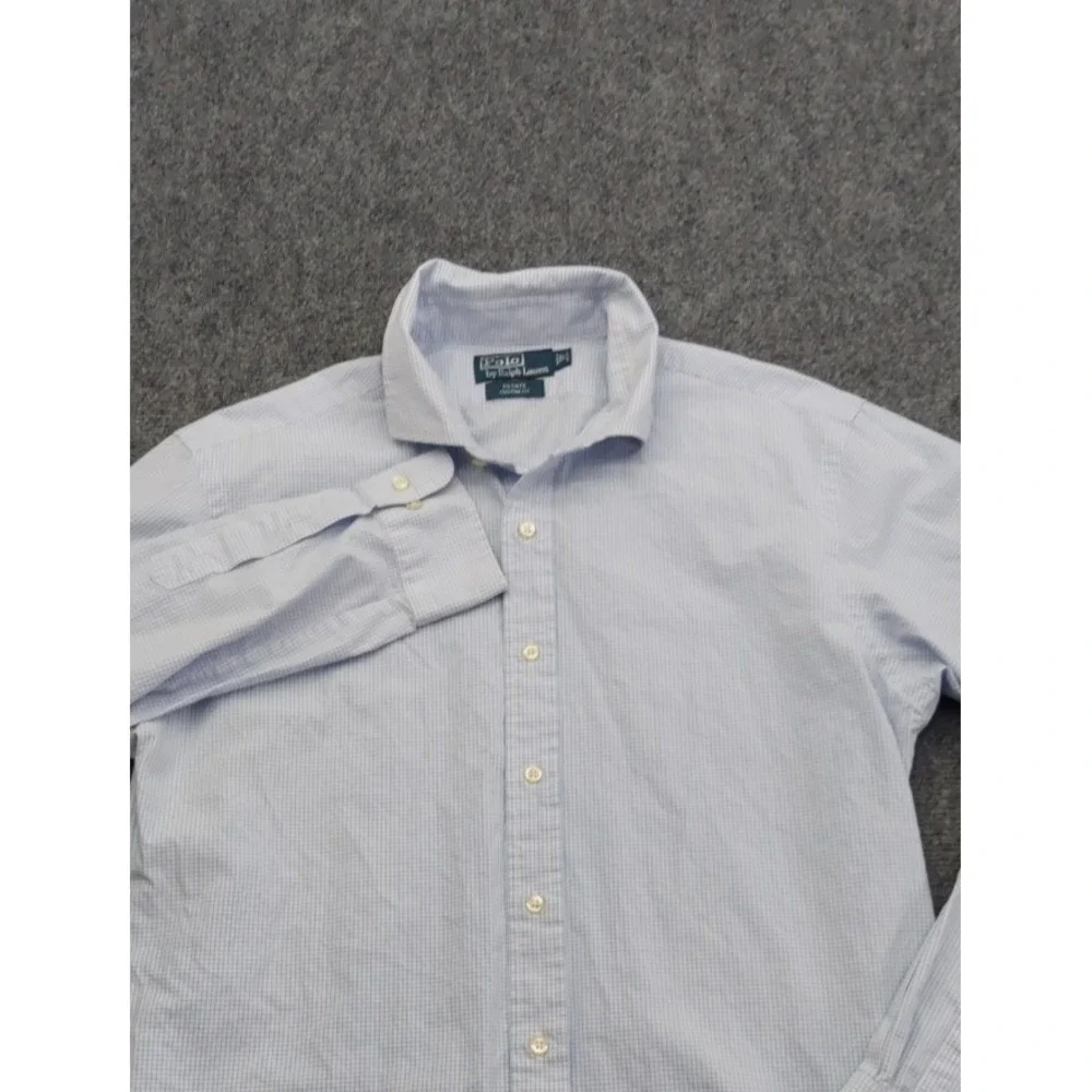 Polo Ralph Lauren Shirt Mens 17 Blue Check Estate Custom‎ Fit Button Down
